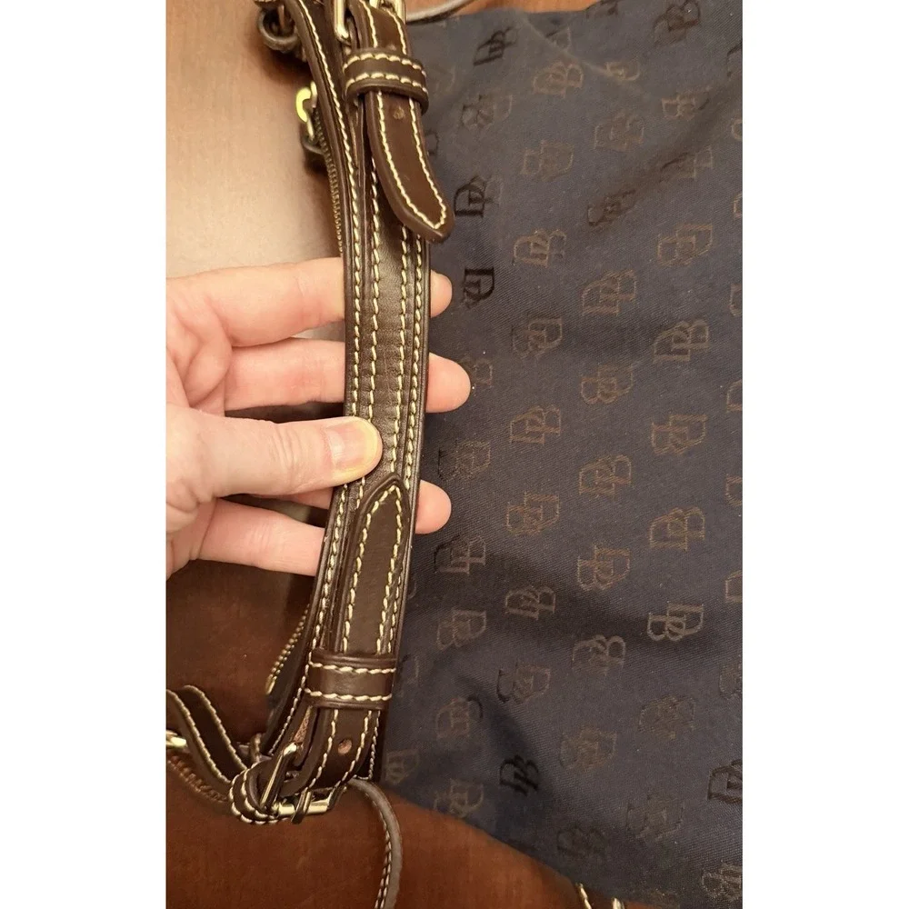 Dooney & Bourke East West Slouch Shoulder Bag Purse Black Medium Signature vtg